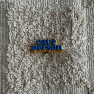 Blue and Yellow 'Cat Person' CROC Jibbit